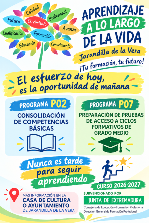 Imagen ABIERTO EL PLAZO PARA INSCRIBIRSE EN EL PROGRAMA DE APRENDIZAJE A LO LARGO DE LA VIDA. ( EDUCACION DE ADULTOS)